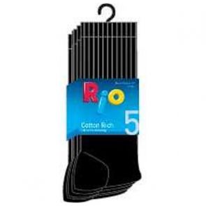 Rio Sports Crew 5 Pack Sock S7266W Black