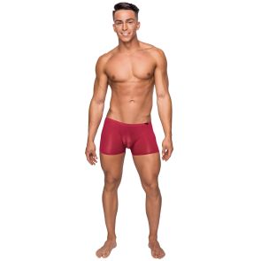 Male Power Seamless Sleek Short W/Sheer Pouch SMS-006 Wine