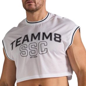 TEAMM8 S.S.C. Fraternity Crop Muscle Tank TC-CMTSSC White