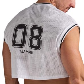 TEAMM8 S.S.C. Fraternity Crop Muscle Tank TC-CMTSSC White