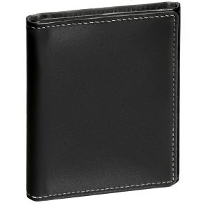 Stewart Stand Stainless Steel Leather Trifold Wallet TF2001 Black