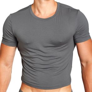TEAMM8 Body Bamboo Crop Tee TU-CTBODY2 Gunmetal