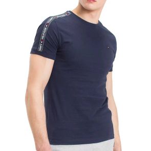 Tommy Hilfiger Mens Logo Tape T-shirt UM0UM00562 Navy