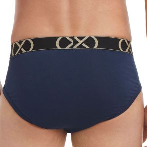 2xist Mens X Luxe No Show Brief 3-Pack X50020 Navy