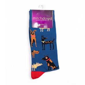 Mitch Dowd Men's Dog Cotton Crew Socks XMDM1442 Denim