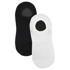 Ambra Bamboo No Show Socks 2-Pack Black/White