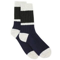Ambra Organic Cotton Chunky Rib Splice Crew Eclipse