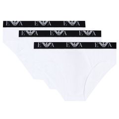 Emporio Armani Stretch Jersey Briefs with EA Logoband 3-Pack EM000258 White