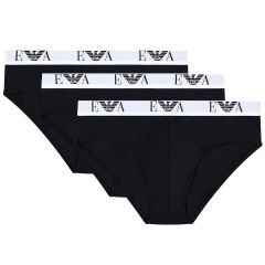 Emporio Armani Stretch Jersey Briefs with EA Logoband 3-Pack EM000258 Black