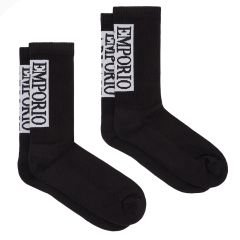 Emporio Armani Basic Terrycloth Socks 2-Pack EM000543 Black