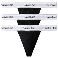 Calvin Klein Basic Icon Cotton Stretch Thongs 3-Pack NB4386 Black