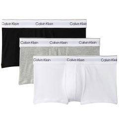 Calvin Klein Icon Cotton Stretch Low Rise Trunks 3-Pack NB4389 White/Grey Heather/Black