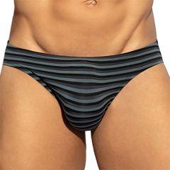 ES Collection Grey Stripes Bikini Brief UN613 Black
