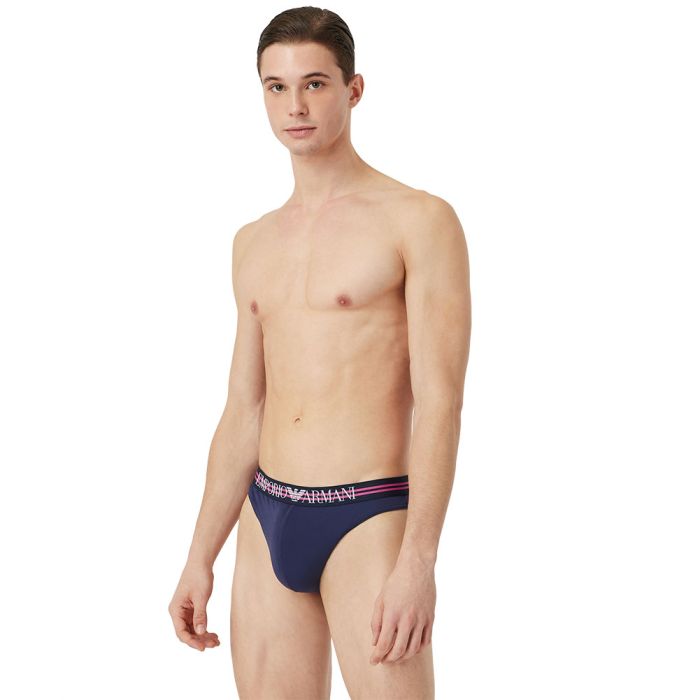 Emporio Armani Microfibre Mesh Thong 111215 2R537 Blue Mens Underwear