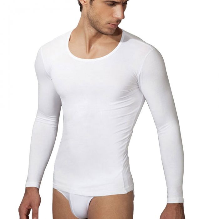 Doreanse Cotton Modal Long Sleeve Undershirt 2955 White Mens T-Shirt