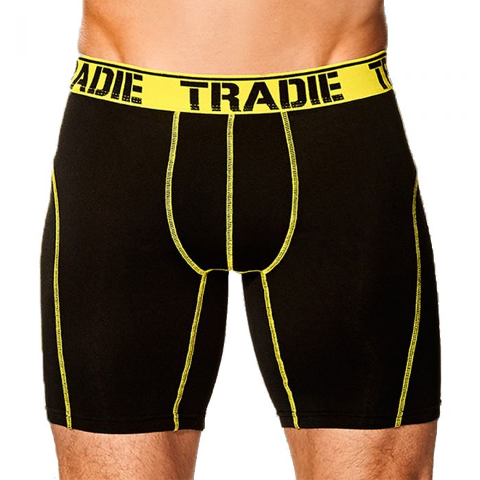 Tradie Men's No Chaffe Recycled Trunks Black/Yellow