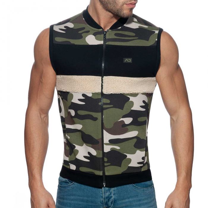 Addicted Camo Combi Vest AD782 Camouflage Mens Clothing