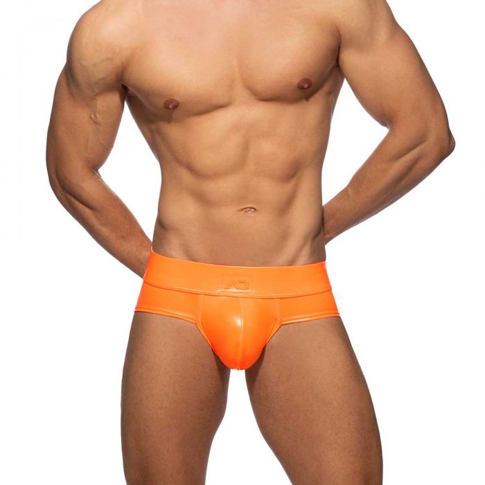 Addicted Neon Shiny Brief AD987 Neon Orange Mens Underwear