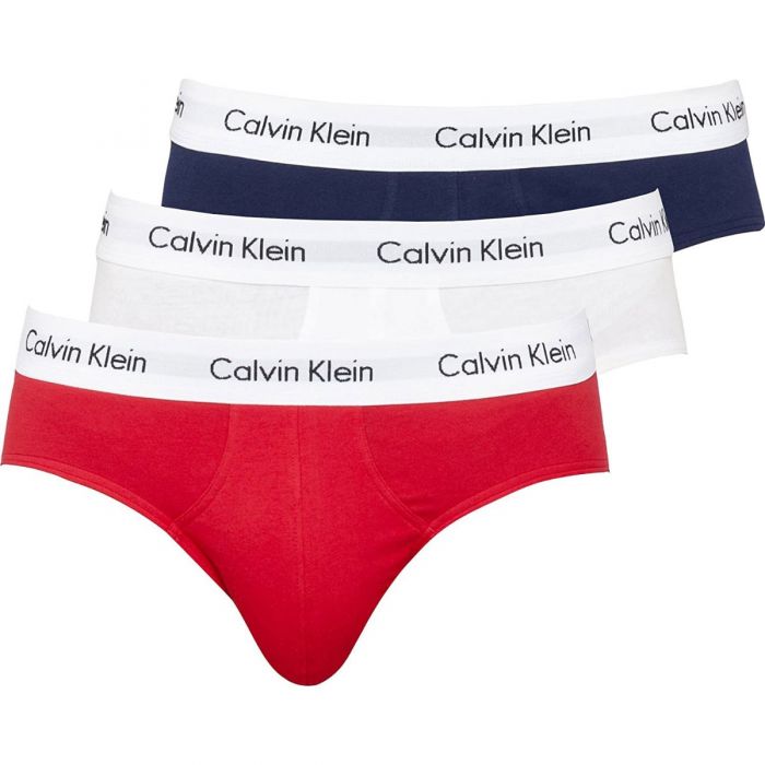 Calvin Klein Cotton Stretch Hip Brief 3-Pack BU2661 Red/White/Blue Mens  Underwear