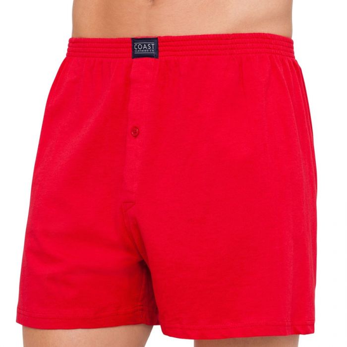 Coast Plain Cotton Jersey Knit Boxers MCBS2381 Red Mens Underwear