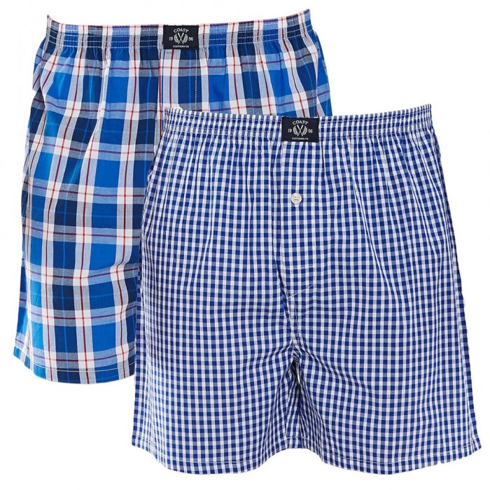 Coast Mens 2-Pack Woven Boxer MCPB0001 Blue Mens Underwear