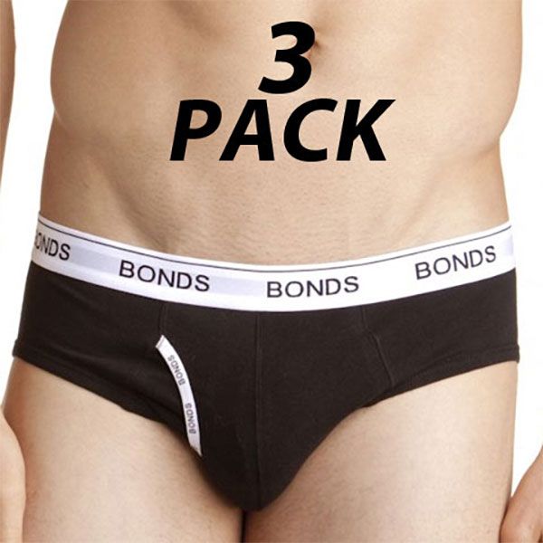 Bonds Guyfront Briefs 3 Pack MZ953A Black Mens Underwear