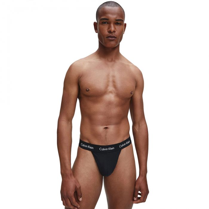 Calvin Klein Cotton Stretch 2 Pack Thongs NB2208 Black Mens Underwear