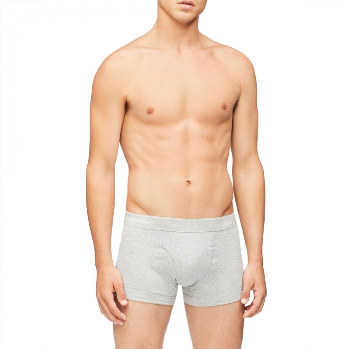 Calvin Klein Cotton Classics 3 Pack Trunks NB4002 Black/White/Heather Grey  Mens Underwear