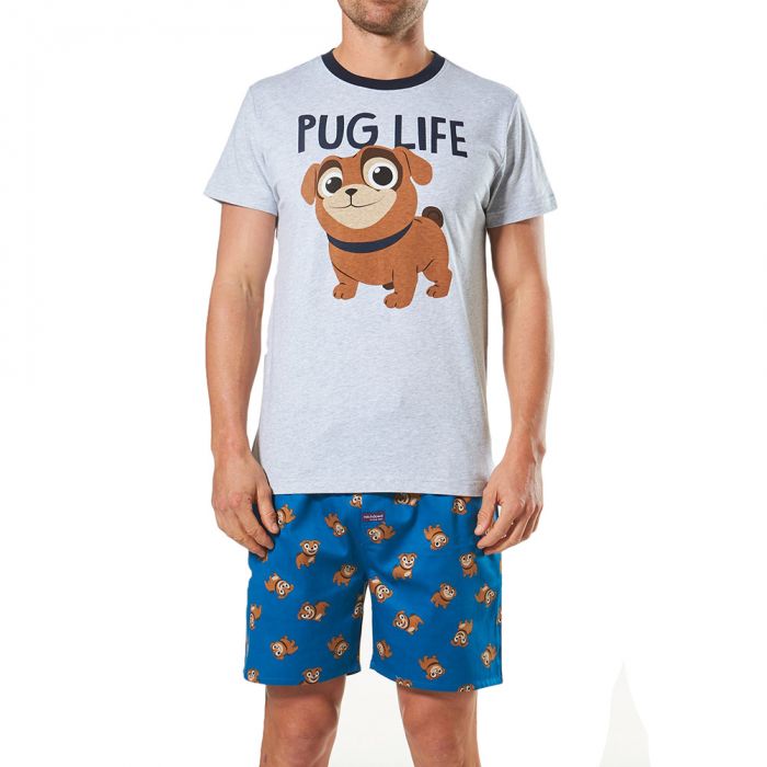 Mitch Dowd Men s Pug Life Printed Pyjama Set Q2381PJ Multi