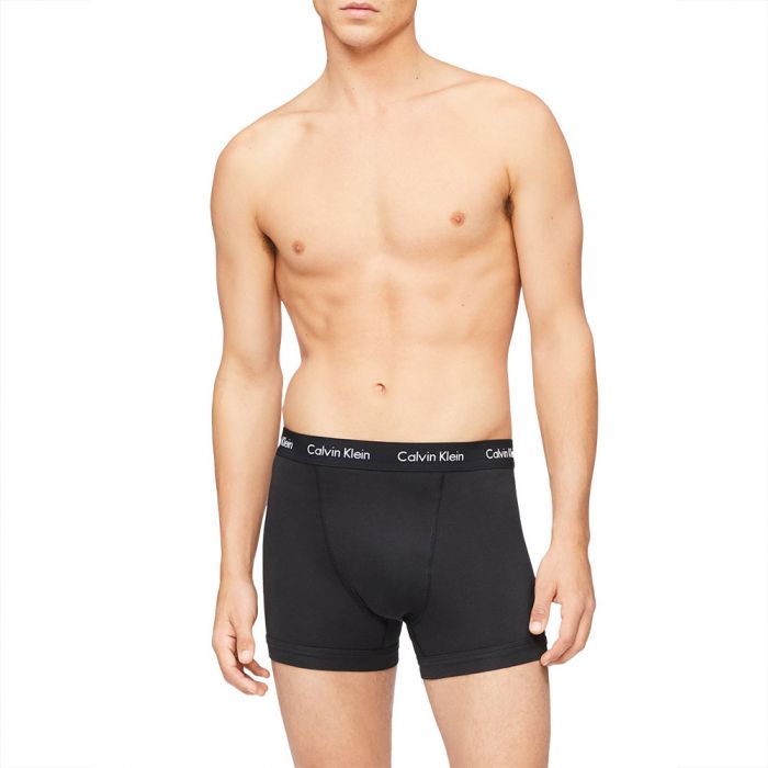 Calvin Klein Cotton Stretch 3-pack trunks in black,white and gray