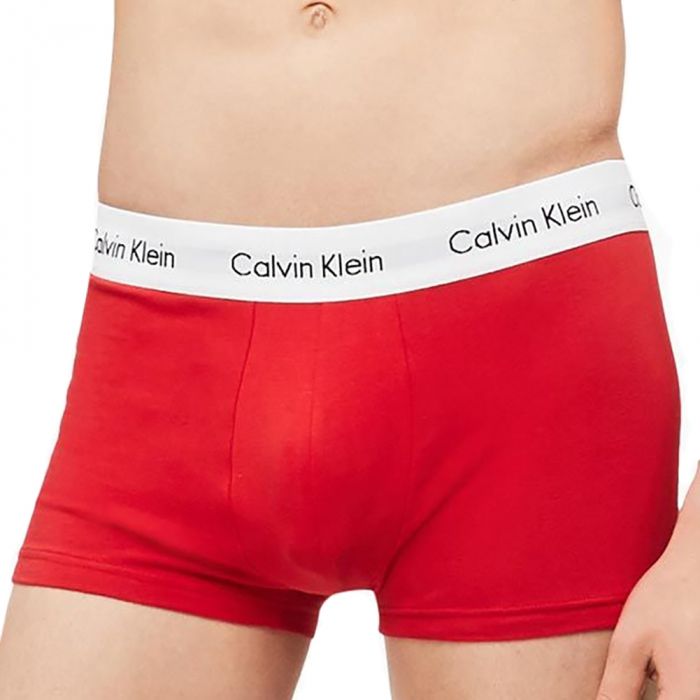 Calvin Klein Cotton Stretch Classic Fit Low Rise Trunk 3-Pack U2664 Red/White/Blue  Mens Underwear