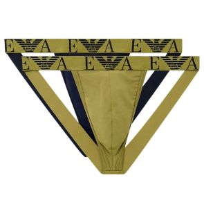 Emporio Armani Bold Monogram Jersey Jockstraps 2-Pack EM000257 Green and Black