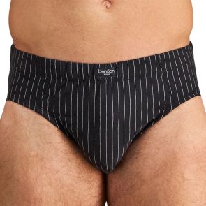 Bendon Man Cotton Stretch Mens Brief M1-565 Black Pinstripe