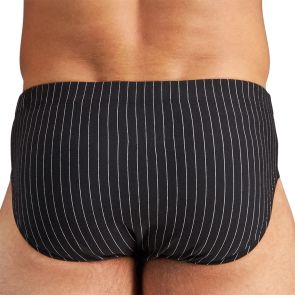 Bendon Man Cotton Stretch Mens Brief M1-565 Black Pinstripe