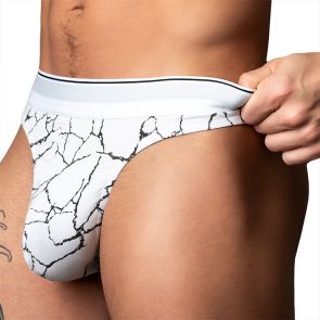 Male Power Soo Cumfy Thong 412-299 Black/White