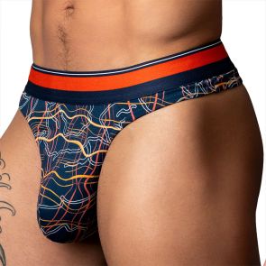 Male Power Soo Cumfy Thong 412-299 Navy/Orange