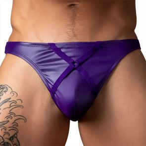Male Power Eggplant Crossover Thong 447-302 Plum