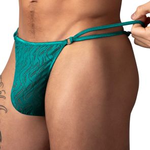 Male Power Ripple Micro V-String Thong 456-305 Teal