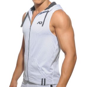 Addicted Sleeveless Loop Mesh Hoody AD355 White