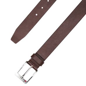 Tommy Hilfiger Leather Square Buckle Belt Brown