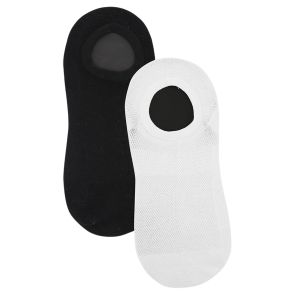 Ambra Bamboo No Show Socks 2-Pack Black/White