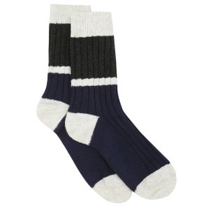 Ambra Organic Cotton Chunky Rib Splice Crew Eclipse