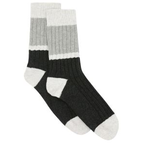 Ambra Organic Cotton Chunky Rib Splice Crew Charcoal