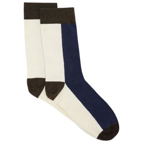 Ambra Bamboo Two Tone Crew Sock Cream