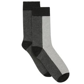 Ambra Bamboo Two Tone Crew Sock Charcoal