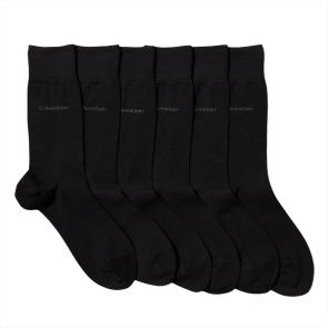 Calvin Klein Dress Flat Knit 6 Pack Socks E91619 Black