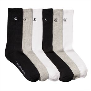 Calvin Klein Half Cushion 6 Pack Crew Socks ECJ160 Black/White/Grey