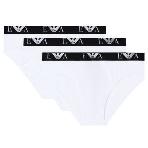 Emporio Armani Stretch Jersey Briefs with EA Logoband 3-Pack EM000258 White