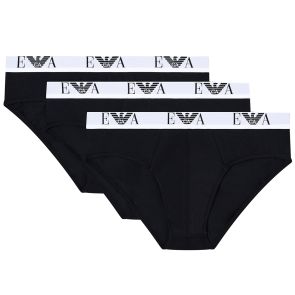 Emporio Armani Stretch Jersey Briefs with EA Logoband 3-Pack EM000258 Black