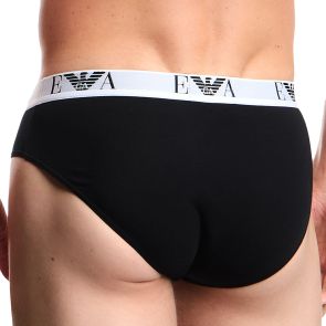 Emporio Armani Stretch Jersey Briefs with EA Logoband 3-Pack EM000258 Black